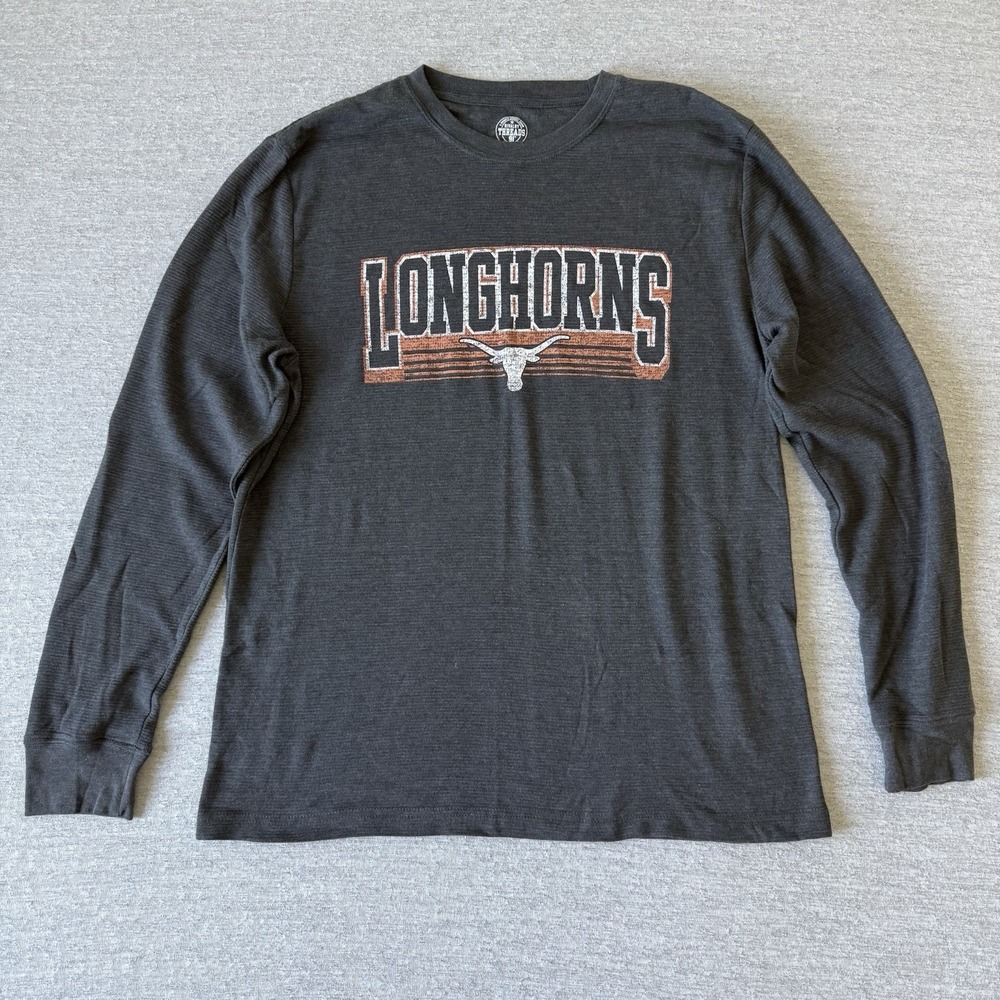 University of Texas Longhorns Men's Long Sleeve Shirt Large Gray Cotton Football